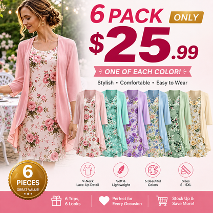 Women's Elegant Chiffon Dress & Cardigan 2-Piece Set