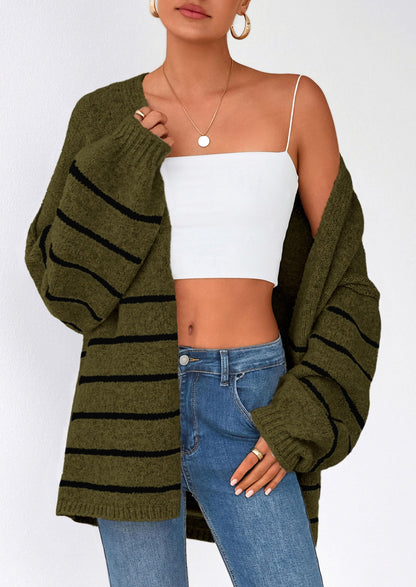 PRETTYGARDEN Womens Oversized Cardigan Sweaters Fall Long Lantern Sleeve Knit Open Front Lightweight Sweater