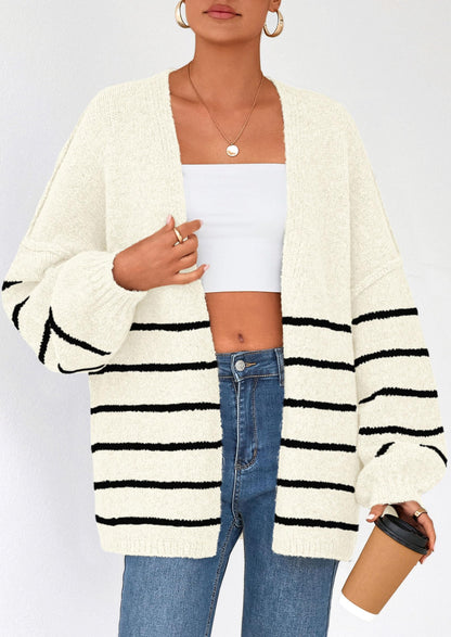 PRETTYGARDEN Womens Oversized Cardigan Sweaters Fall Long Lantern Sleeve Knit Open Front Lightweight Sweater